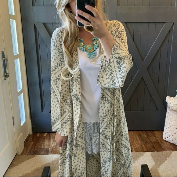 Figleaffashion Accessories - Boho Paisley Kimono Maxi Duster
